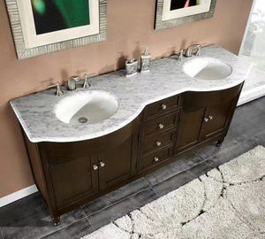 Lavatório duplo de madeira Marble Vanity Top para pia de navio