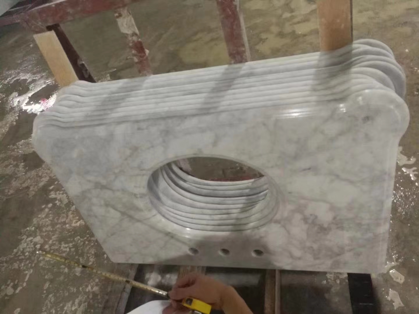 Cuba dupla de resina Marble Vanity Top para pia de navio